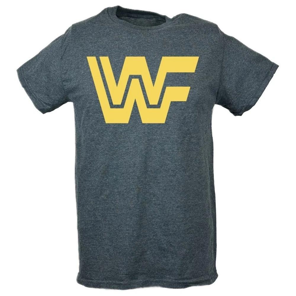 WWF Old School Yellow Logo Unisexs Gray Tshirt M