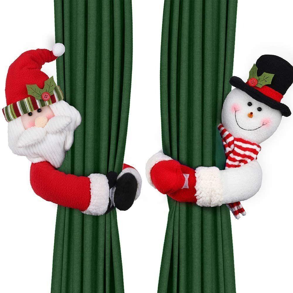Cartoon Santa Claus Curtain Tieback Decorative Snowman Curtain Holder  Decorative Accessories