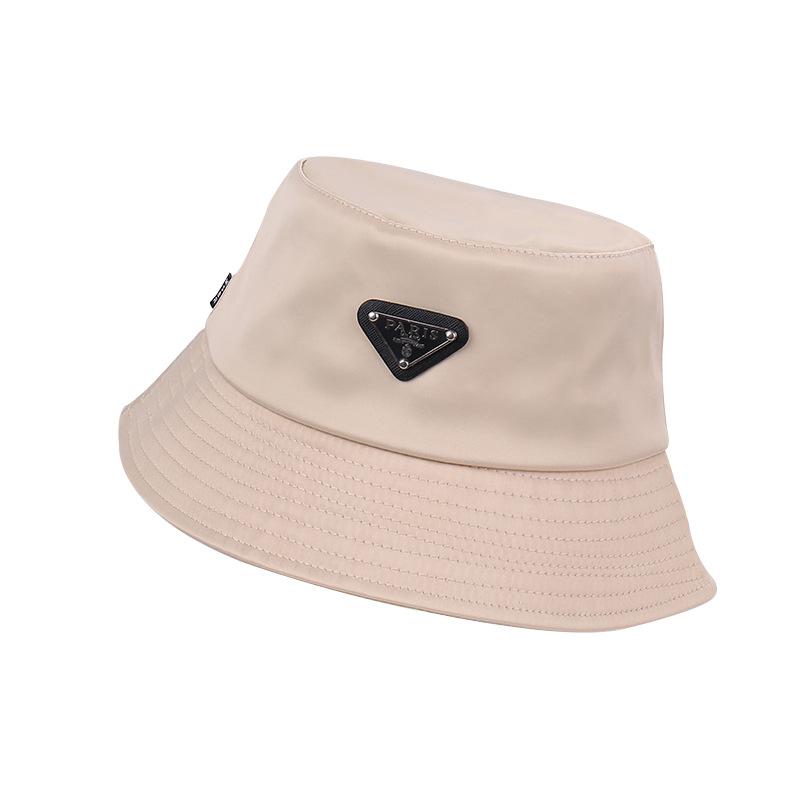Smooth Satin Bucket Hat Women's New Casual Fashion Triangle Labeling Sunshade Basin Hat Sunscreen Bucket Hat
