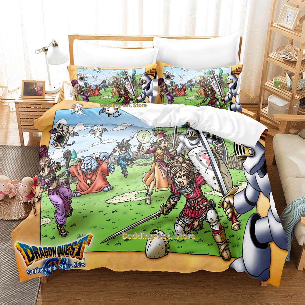 Neues Dragon Quest Bettwäscheset Einzelbett Twin Bett Vollbett Queen Size King Size Bettwäscheset für Erwachsene Kinder Schlafzimmer Bettbezug-Sets Anime