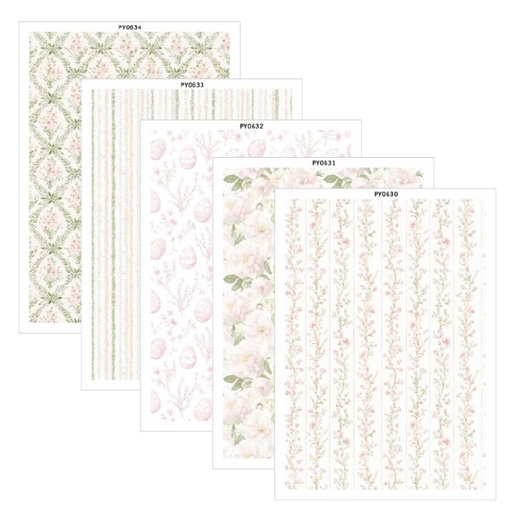

5 Sheet Creative Water Slide Decal Stickers Decorative Pad Soft Clay Texture for Handmade Jewelry and Easter Decorations