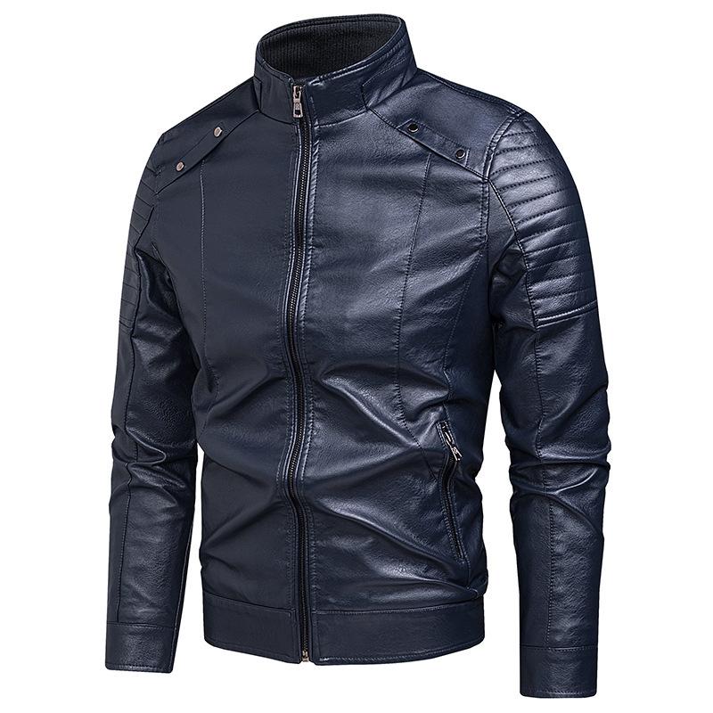 Autumn and Winter New Men's Korean Fashion Stand-up Collar Jacket Leather Jacket Tide