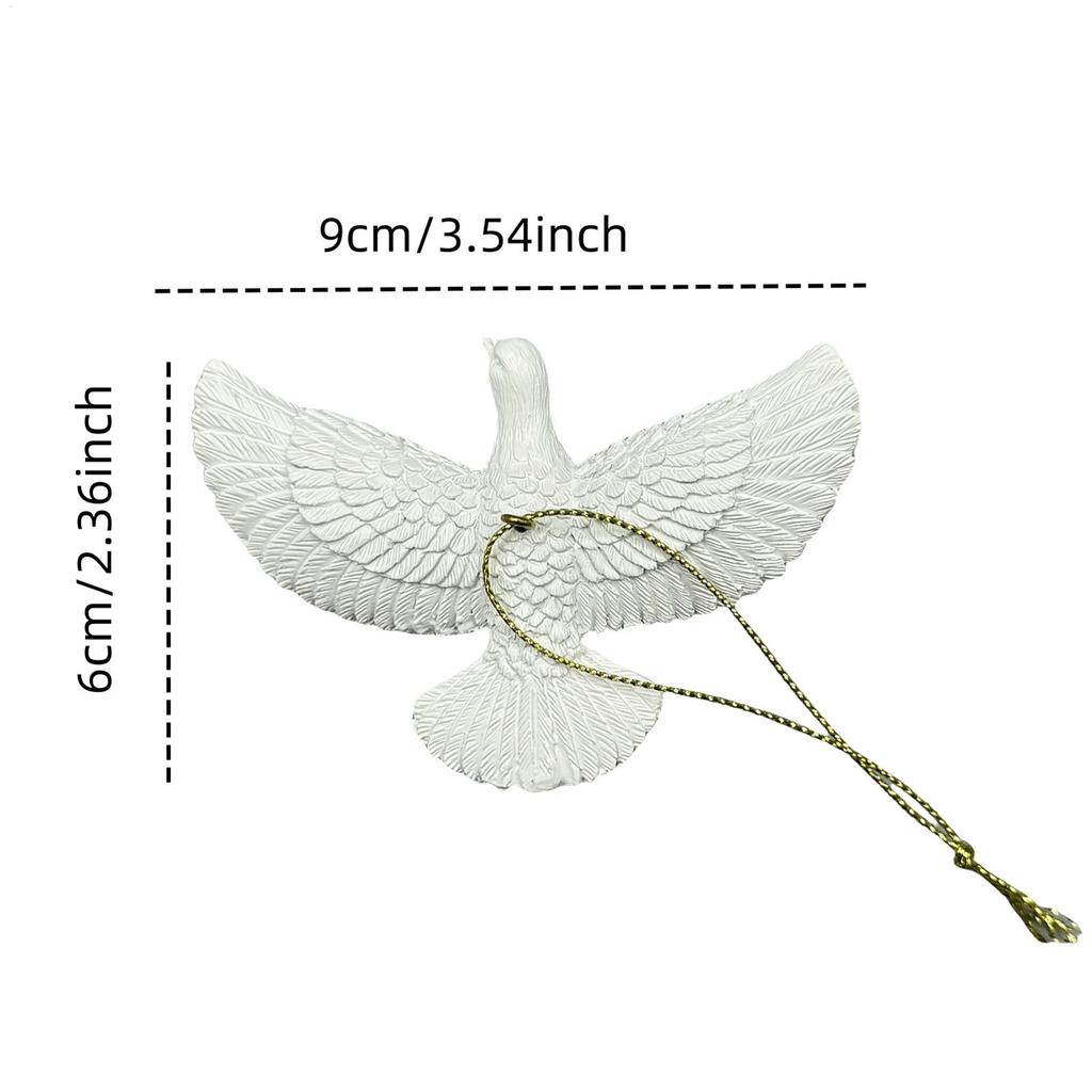 White Doves Christmas Ornaments Xmas Tree Pendant Resin Bird Hanging 2026 New Year Party Home Decoration