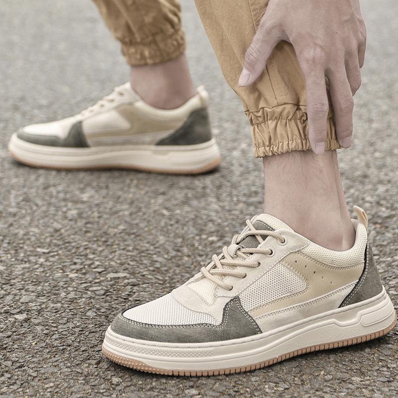 Men's Shoes British Style Soft Sole Breathable Trend Fashion Mesh Shoes Casual Sports Shoes Thick Baseplate Shoes Men