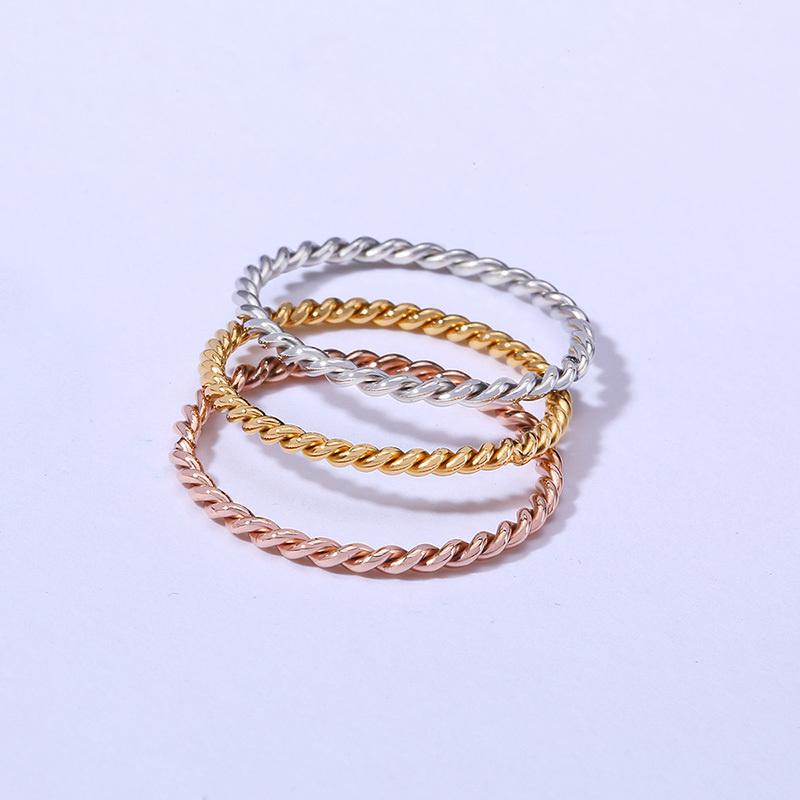 Minimalist Stacking Ring Set, Chic Twist Pinky Promise Rings for Women, Anti Allergy Stainless Steel Metal Wedding Bands Jewelry