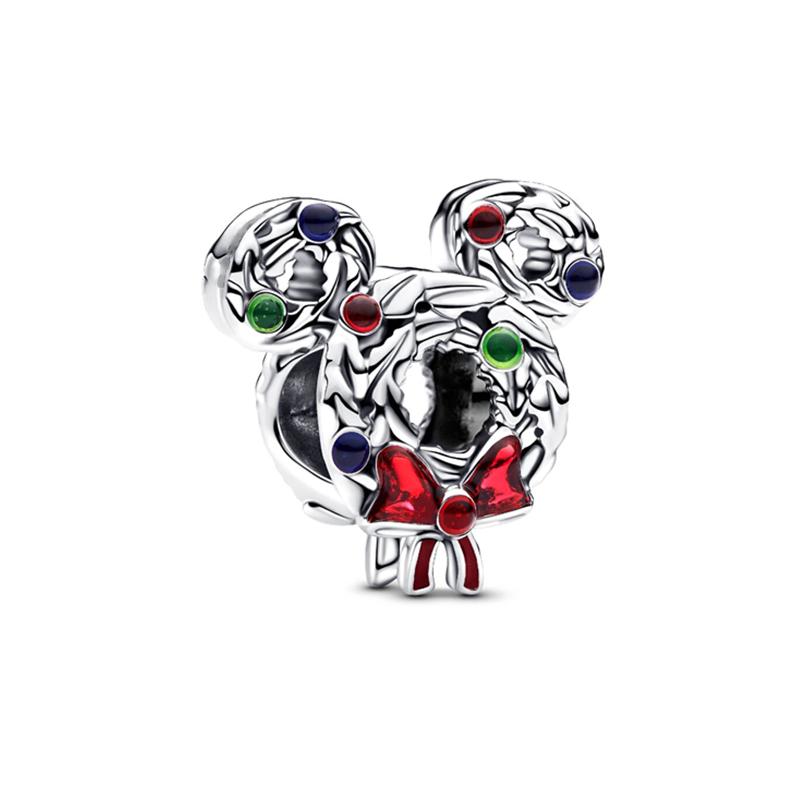 Disney Mickey Minnie Friends Dangle Charm Beads European Silver Bracelet Necklace DIY Jewelry Gift for Kids