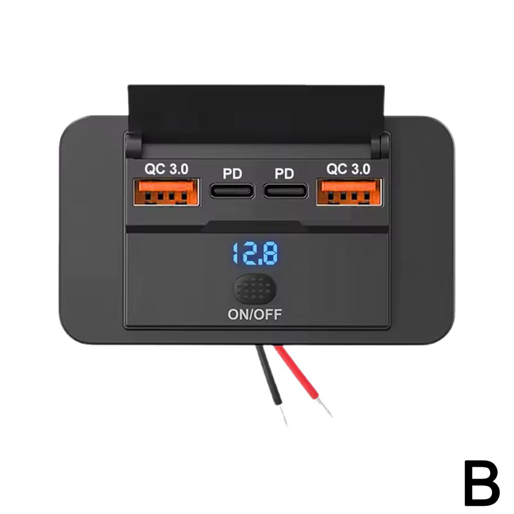 12-24V PD Type-C USB Ports Quick Charger QC3.0 & PD3.0 With Switch Fast Charging USB Power Panel For Motorcycle Car Truck RV
