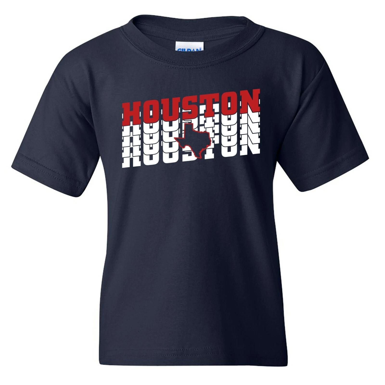 Houston Bay Retro Repeat - Sport Football Youth T Shirt - Navy L