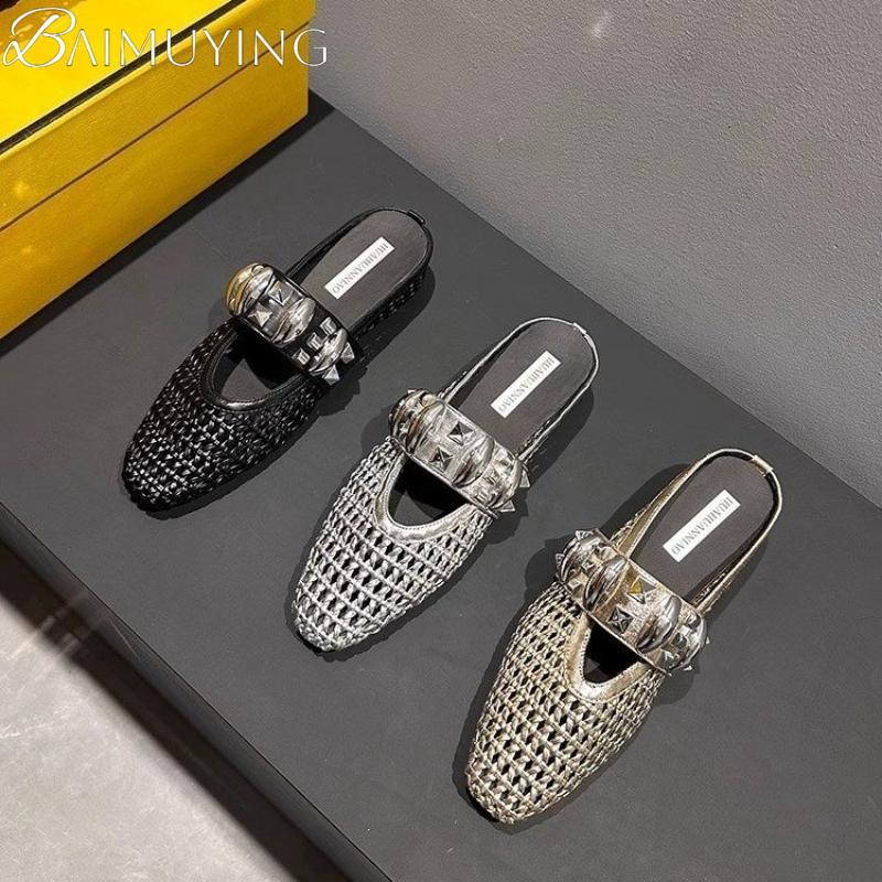 Fashion Women Flats Mules Shoes Fashion Luxury Summer Slippers New Sandals Trend 2025 Casual Slingback Woman Flip Flops Sandalias Mujer