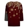Women's Casual Fashion V-neck Loose Versatile Christmas Print Three-quarter Sleeve Top