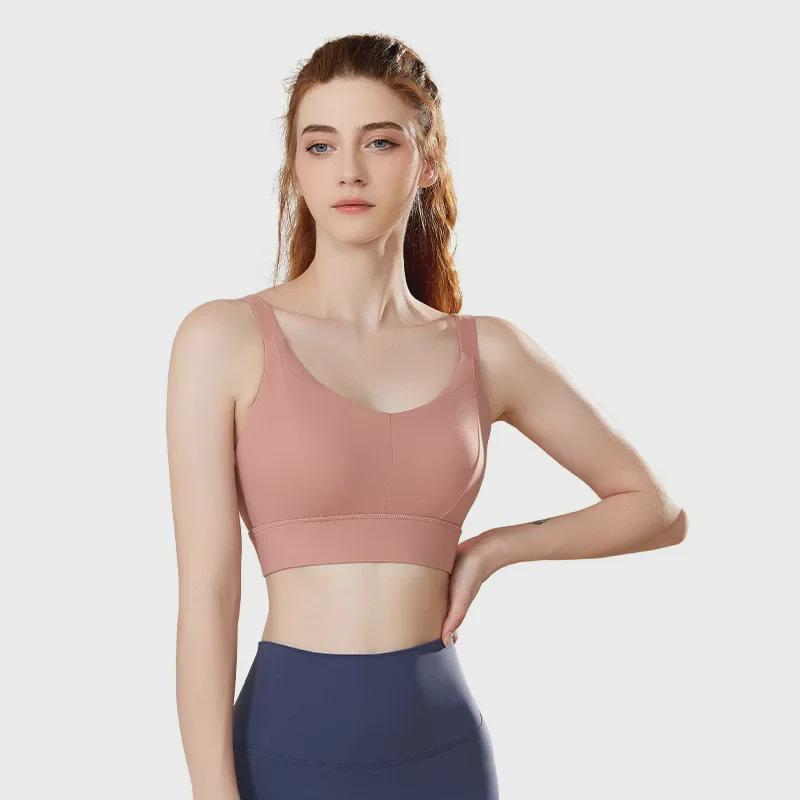 Women’s High-Impact Sports Bra - Gathered Back, Shockproof, One-Piece Design for Fitness, Running, and Yoga