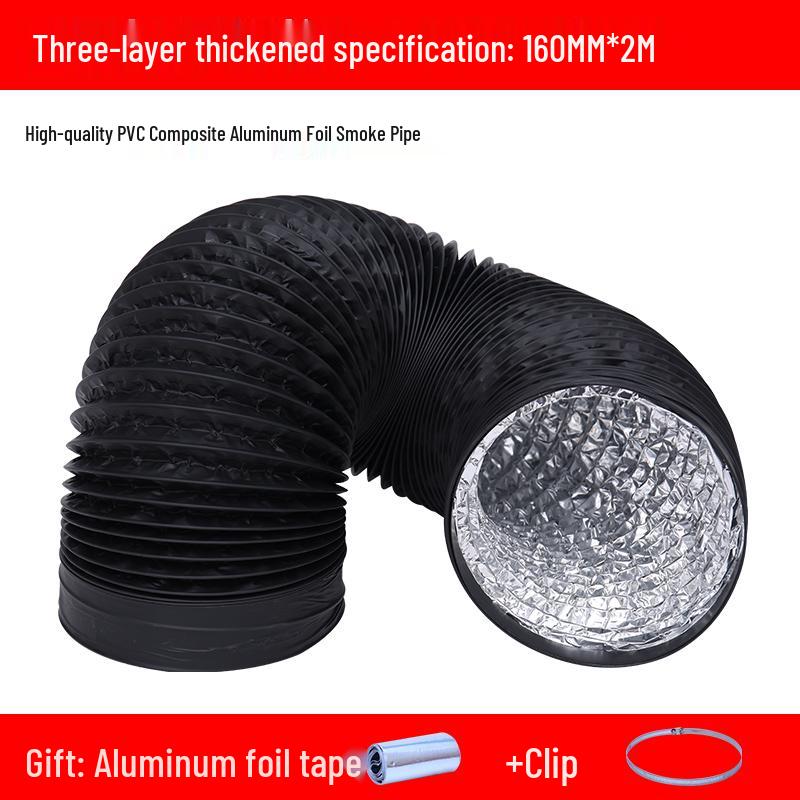Thickened Three-Layer PVC/Aluminum Foil Flexible Hose for 150/170/160/180 Range Hood Vent Connection