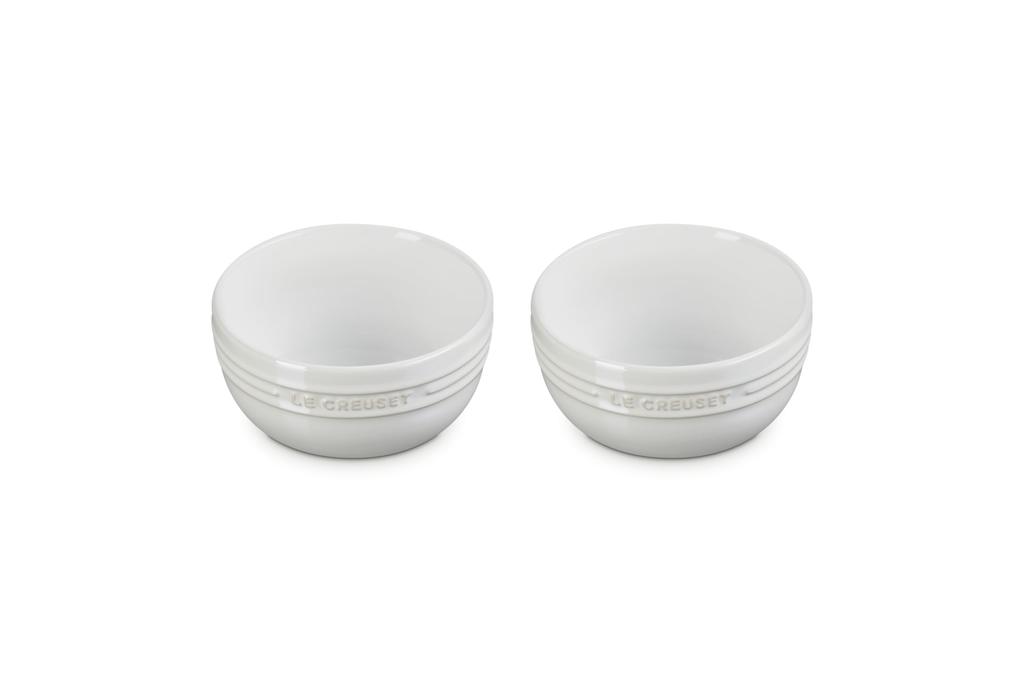 Le Creuset 330ml Set of White Perfect for Bridal and and and Japanese Bowls, 2, Lustre, Weddings, Anniversaries, Gifts, Celebrations. Heat-