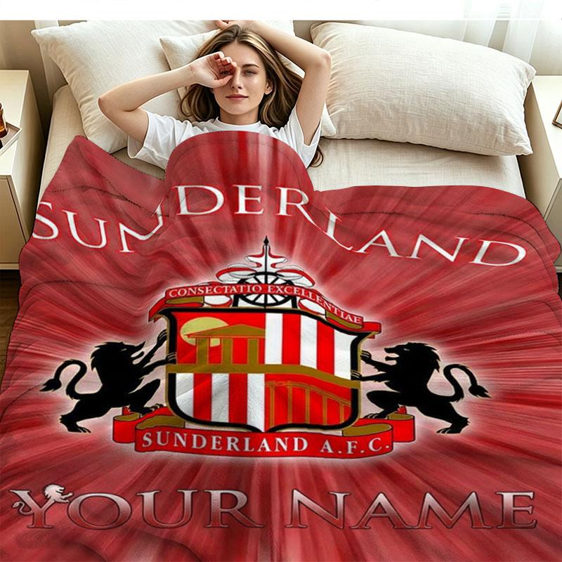 1PC Sunderland A.F Custom Name Patterned Flannel Blanket Suitable For All Seasons for Home Decor Warmth and Comfort Gifts Holiday Present