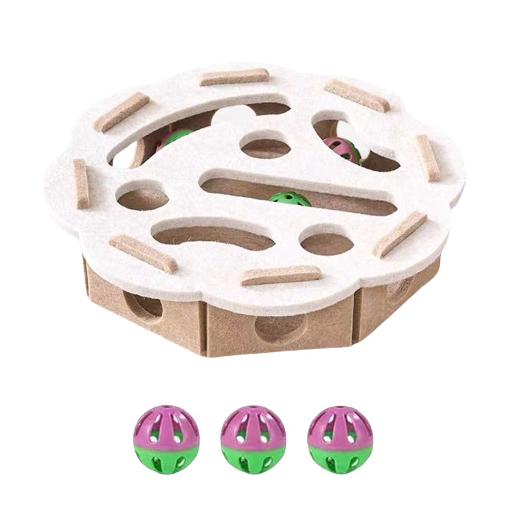 Cat Puzzle Maze Holes Toys Felt Box With 3 Ball Kitten Nail File Scratcher Mental Felt Maze Box for Indoor Cat