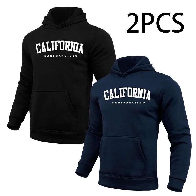 2 In 1 Hoodie for Man California Print Autumn Winter Daily Casual Sporty Sweatshirt Home Outdoor Comfort Warm Fashion Pullover