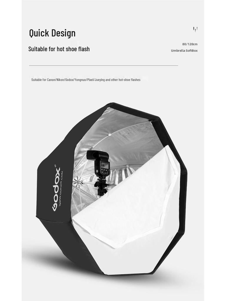 Godox Octagonal Softbox with Grid - Portable 80/95/120cm On-Camera Fill Light