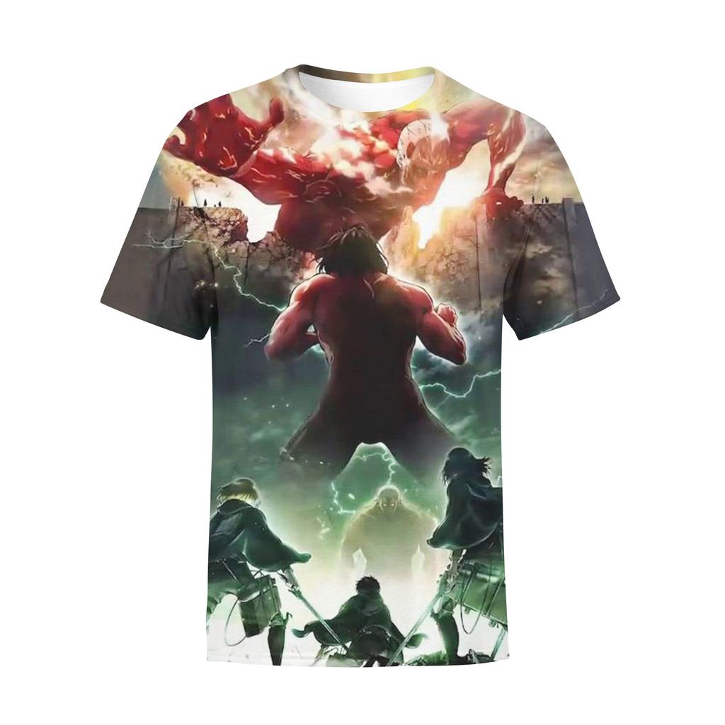 Attack on Titan 3D Digital Print T-Shirt for Anime Fans, Fashion Graphic Tee, Breathable Polyester Short Sleeve Streetwear Tops