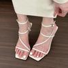 Sexy Thin High Heel Sandals Women Summer Fashion Square Head Open Toe Slingback Sandals Elegant Party Dress pumps Shoes