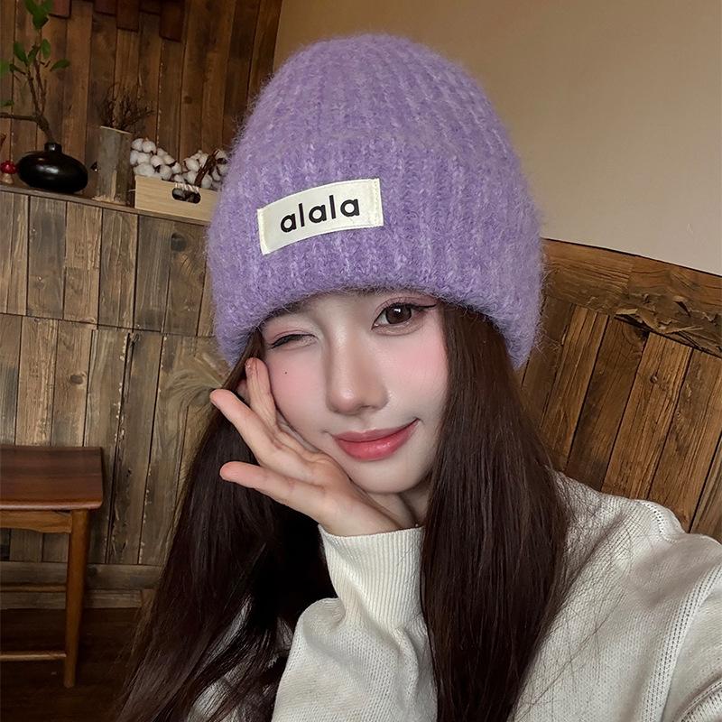 New Trend Curled Ear Protection Woolen Hat Winter Warm Thickened Knitted Hat Big Head Circumference Woolen Hat
