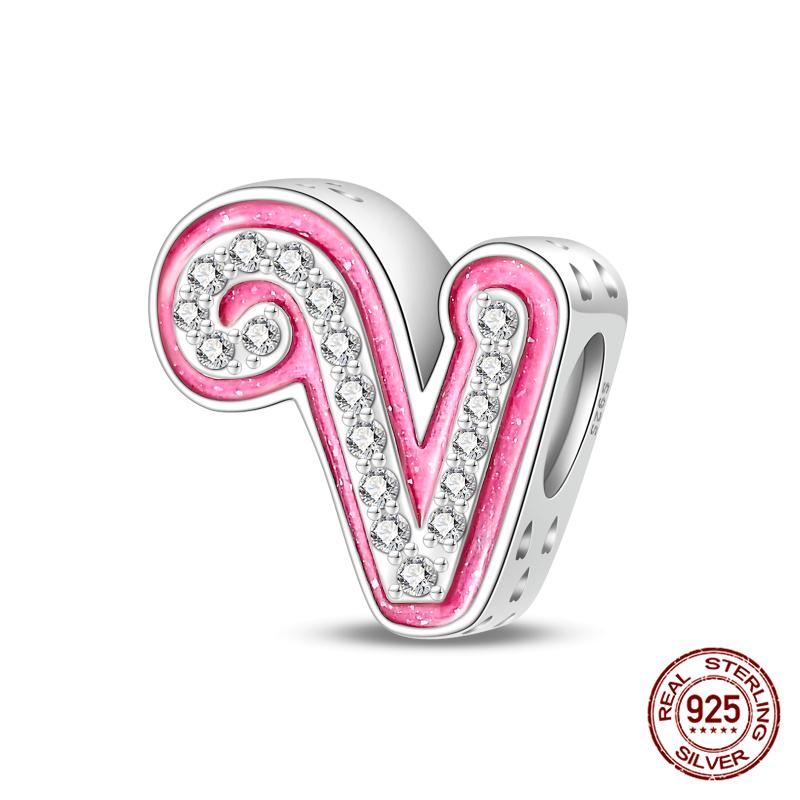 Authentic Pink Charm Bead Charms Bead Charms Copper 26 Letter Charm Bead Charms Compatible With Authentic Bracelets Do It Yourself Jewellery Making Wo