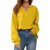Women's Button Solid Color Pullover Tops Casual Long Sleeve Sweatshirts