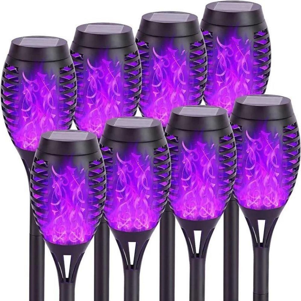 

8PCS Halloween Decoration Solar Flame Lamp Outdoor Torch Light Waterproof Purple Flame Lamp Garden Yard Path Solar Light 12LED-1PCS