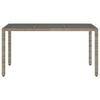Garden Table with Glass Top, Grey, 150X90X75Cm, Pe Rattan