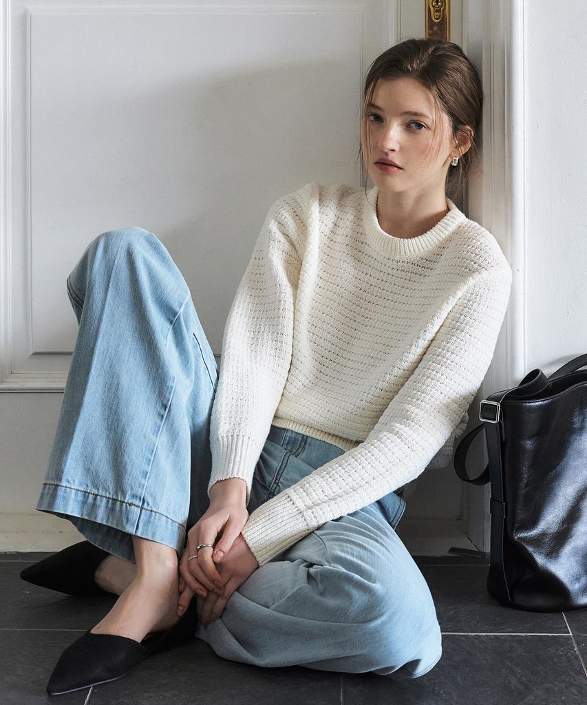 ARTID Volume Textured Round Knit_Ivory
