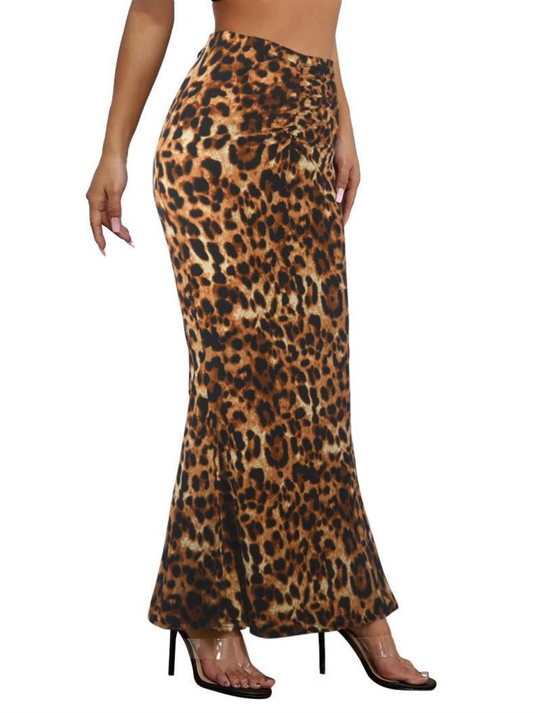 2024 Autumn/Winter Leopard Print Bodycon Mermaid Skirt