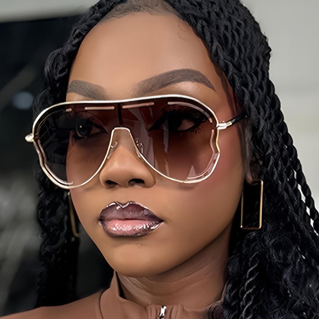 Oversized One-Piece Sunglasses Women Big Frame  Luxury Brand Vintage Special-Shaped Sun Glasses For Ladies Goggles UV400