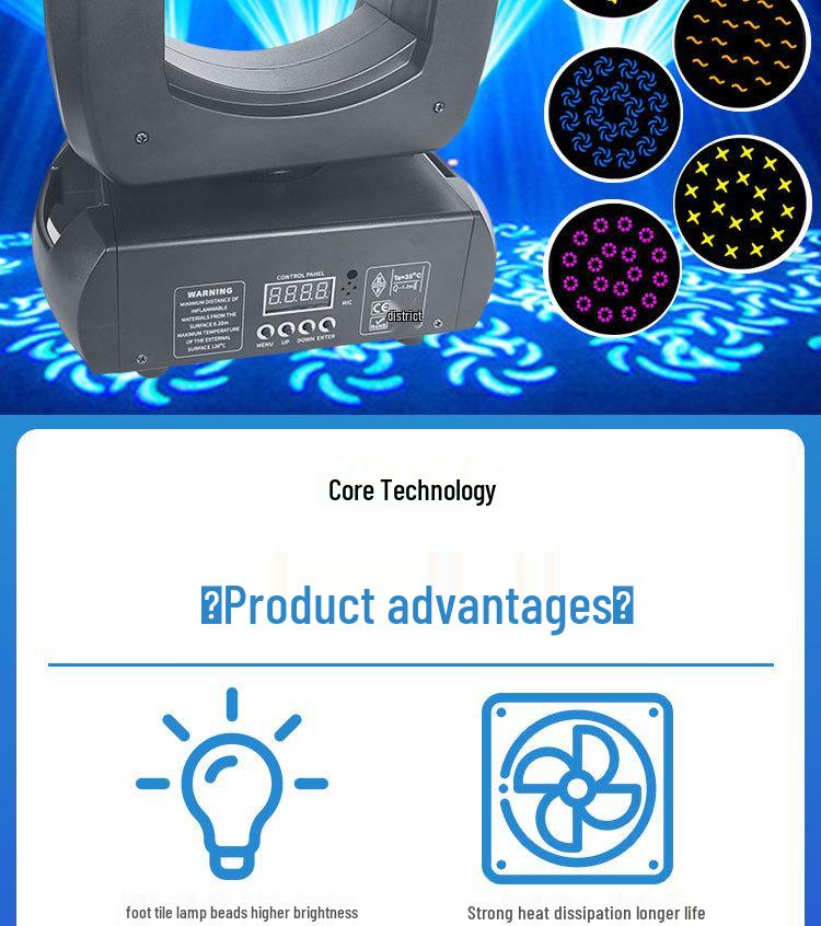100W Stage Beam Light: DMX Moving Head with Rotating Patterns and Color Effects for KTV Atmosphere