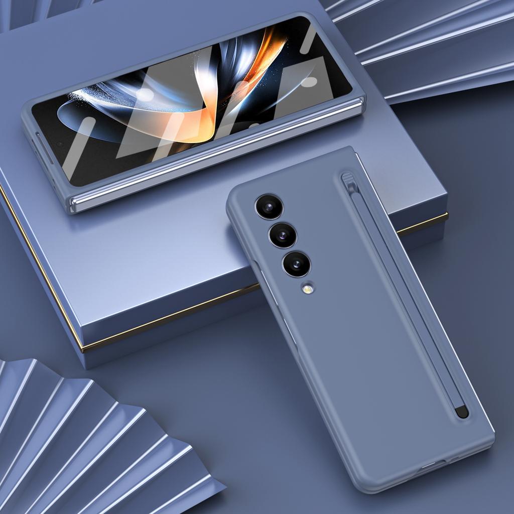 Etui ochronne Anti-Drop S Pen Holder do Samsung Galaxy Z Fold 5 Fold5 Fold4 Fold 4 Etui ze szkła hartowanego na całą obudowę