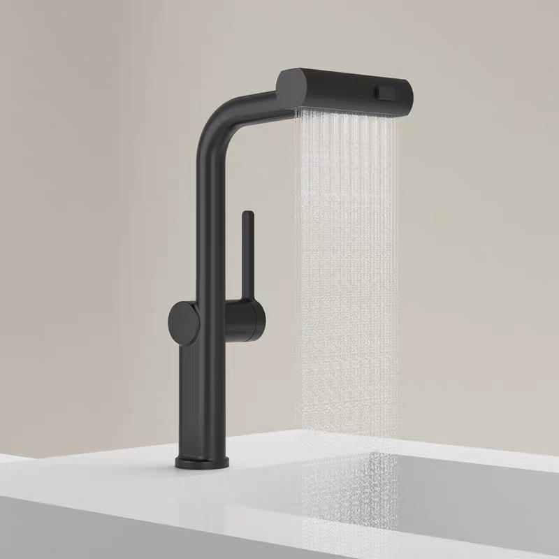 White/Black Brass Waterfall Pull Kitchen Faucet Rain Hot And Cold Mixed Water Sink Faucet Retractable Sprayer Sink Tap Crane