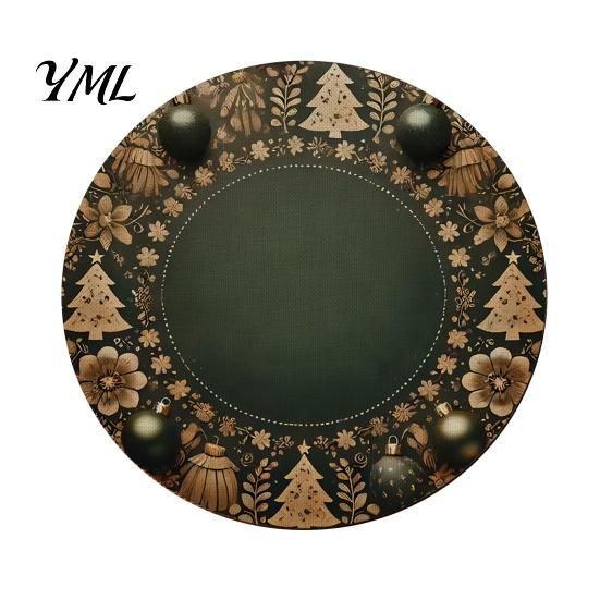 Round Washable Placemats Christmas Placemat, 14 Inch Festive Pattern Anti Slip Tabletop Protector, Heat Resistant Table Pad Insulation Place