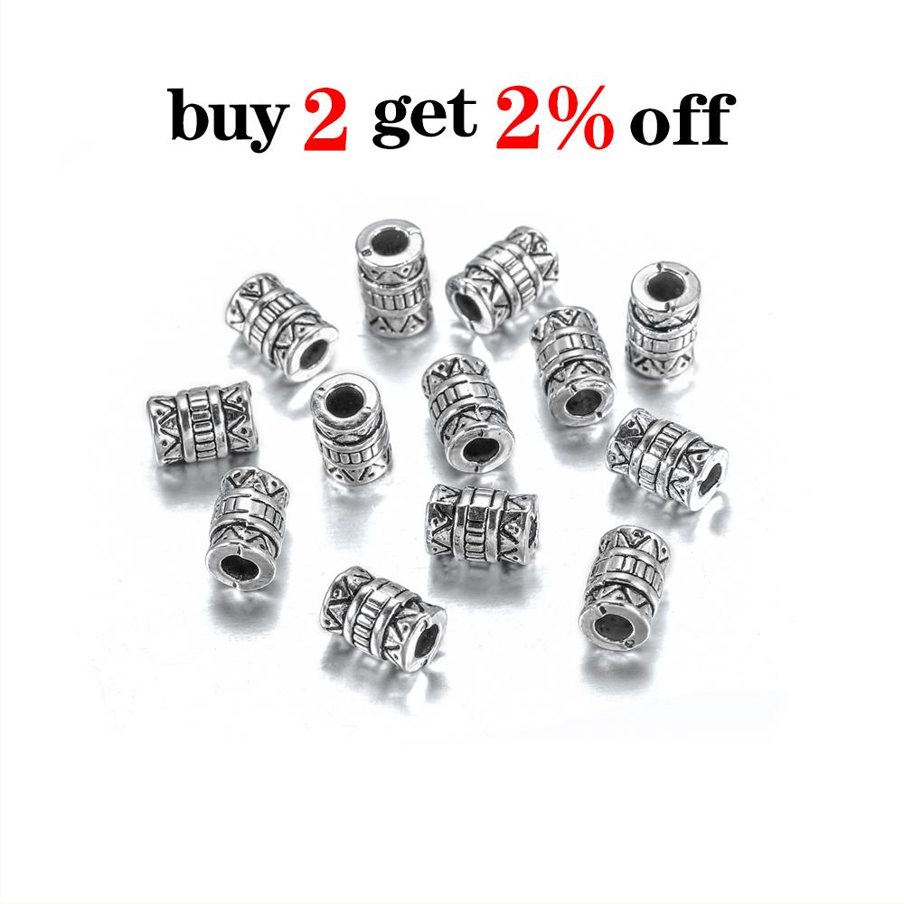 20pcs/lot Tibetan Silver Color Big Hole Spacer Loose Beads Metal Zinc Alloy Charm Bead For DIY Bracelet Jewelry Makings