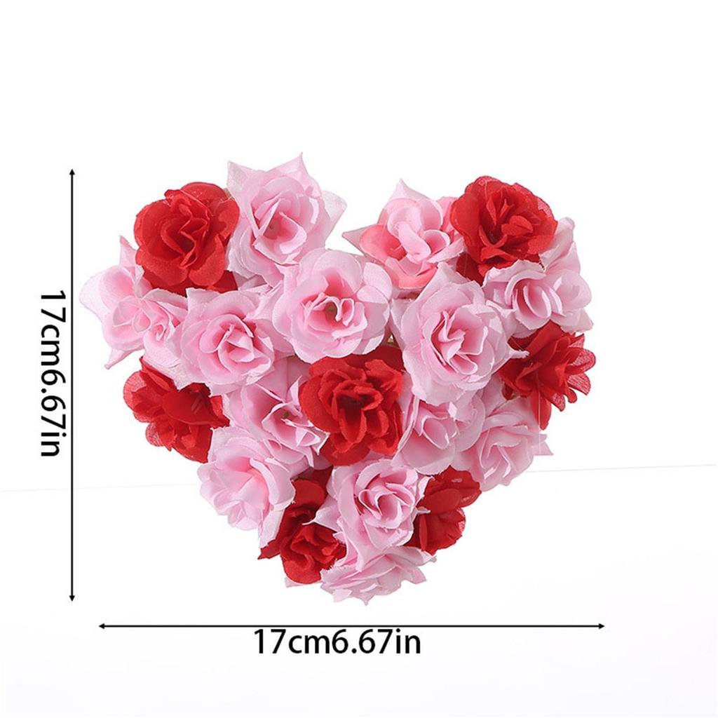 Valentine Heart Shaped Artificial Rose Wreath Wedding Red Pink Hanging Door Hanger Proposal Festive Party Scene Decor