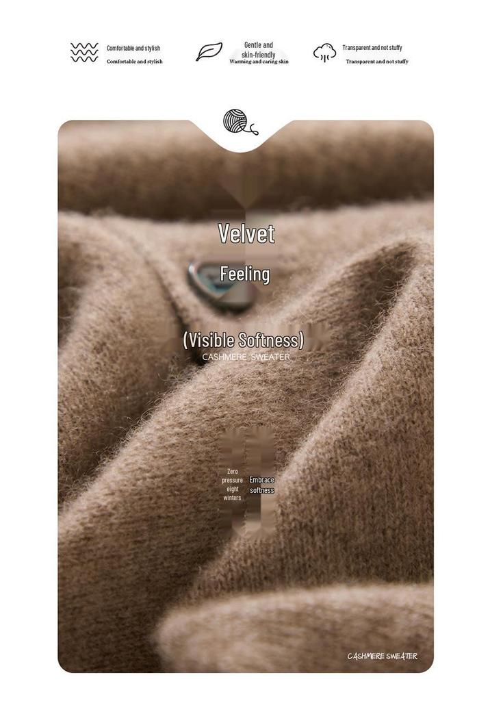 Autumn Winter Cashmere Knit Cardigan - Versatile, Soft & Comfortable, Solid Color, Mid-Length
