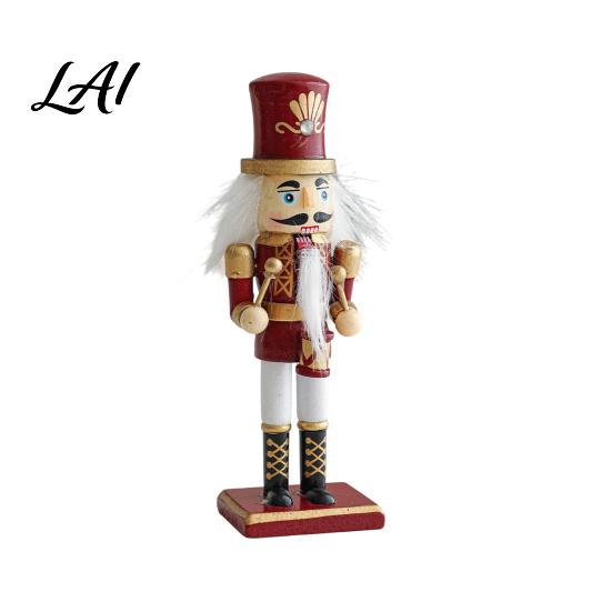 Decorative Wooden Nutcracker Soldier Figurine Handcrafted Solid Wood Christmas Tabletop Ornament Holiday Table Decor for Desk And Bookshelf
