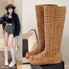 Hollow Boots Women's  Summer Versatile Inner Heightening Fashion Boots But Knee Knight Boots Hollow Boots