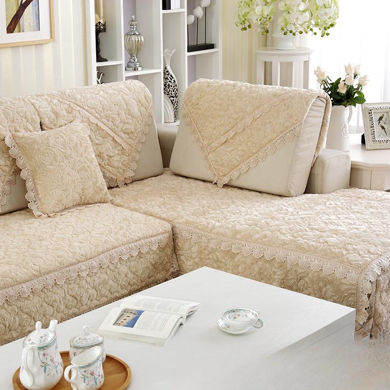 Flannel Sofa Cushion Fabric Fashion Winter Plush Sofa Cushion Sofa Towel Cover Simple Modern