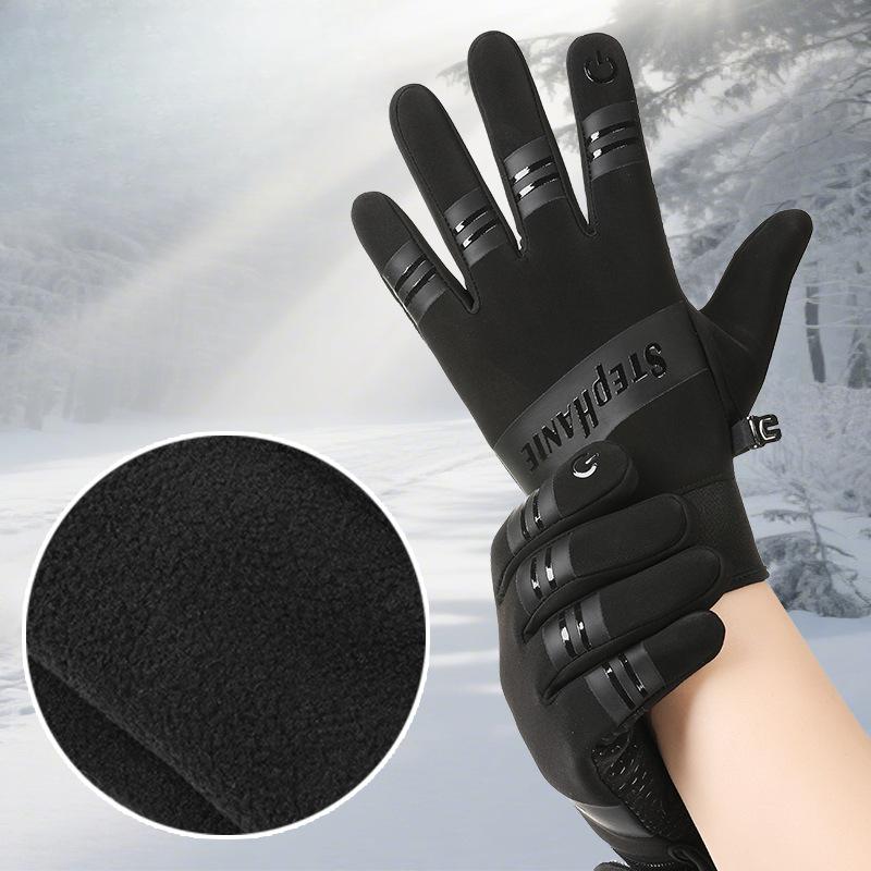 Winter Warm Gloves for Men and Women Outdoor Sports Cycling Waterproof Cold Proof and Anti Slip Touch Screen Windproof Plus Velvet Cycling Gloves