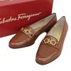 Salvatore Ferragamo Loafers BABS Double Gancini Brown Leather Women 7 33209 Used