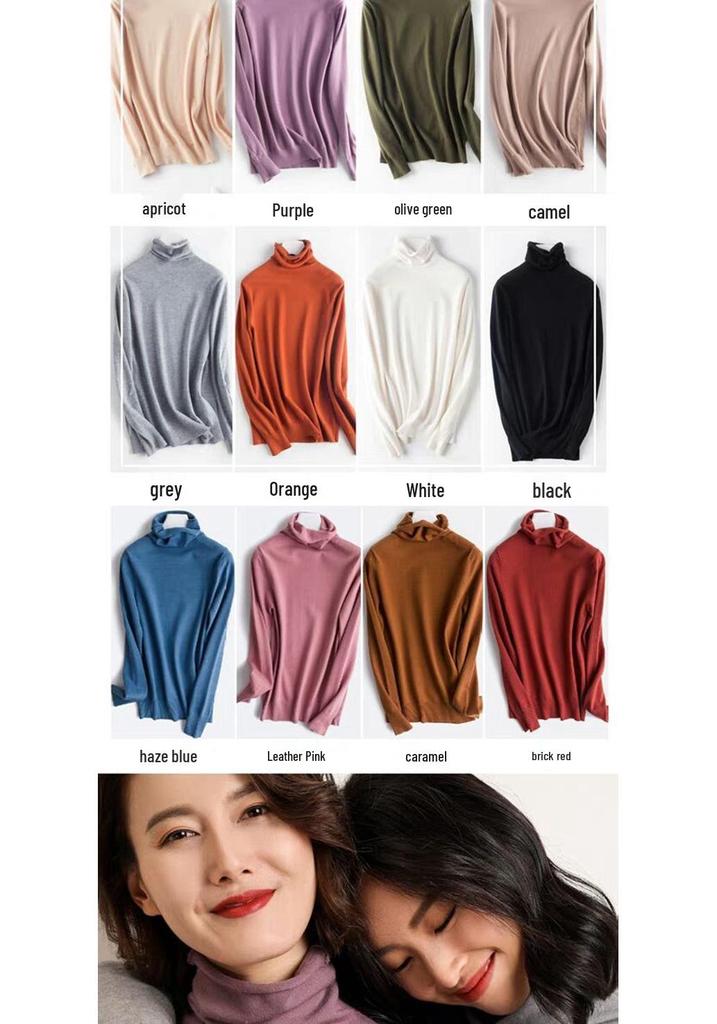 Autumn/Winter Women's Slim Fit High Neck Turtleneck Sweater Knitwear
