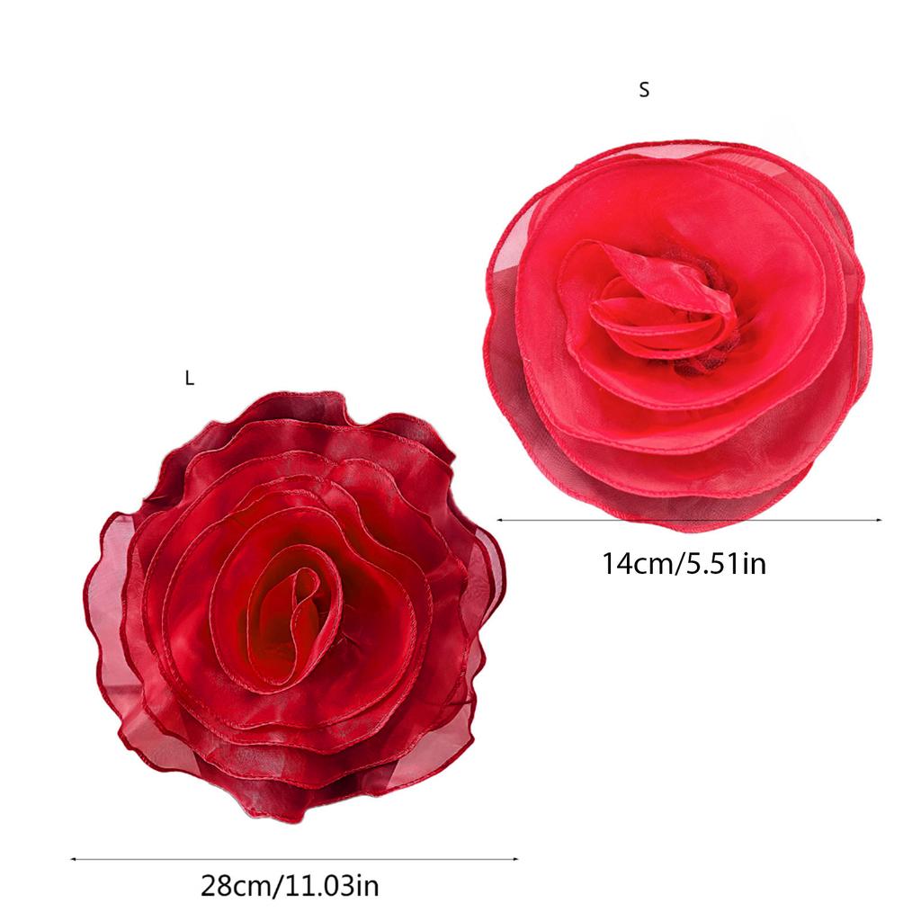 Store roseblomstbrosjer for kvinner Håndlagde stoffblomster Reversnåler Korsasje Mote smykker Merke Frakk tilbehør