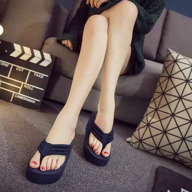 2019 Summer Korean Style Women's Wedge Heel Non-Slip Beach Flip Flops