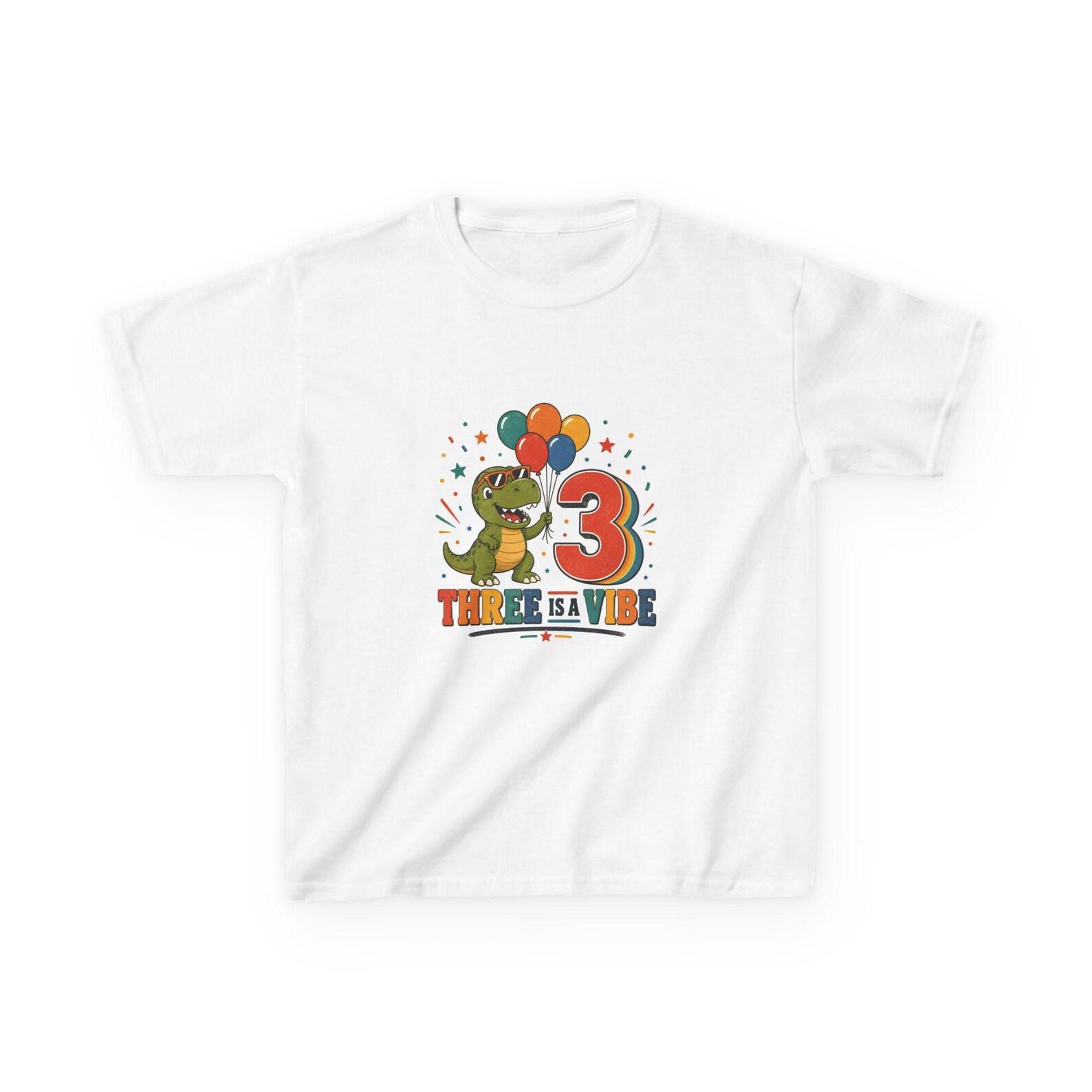 Dinosaur 3rd Birthday T-Shirt | Kids Number Three Balloons 110