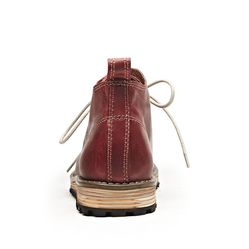 Herren Amekaji Stil Hohe Arbeitsstiefel, Robuste Britische Vintage Lederstiefel mit Klobiger Spitze und Klobiger Sohle, Robust & Lässig