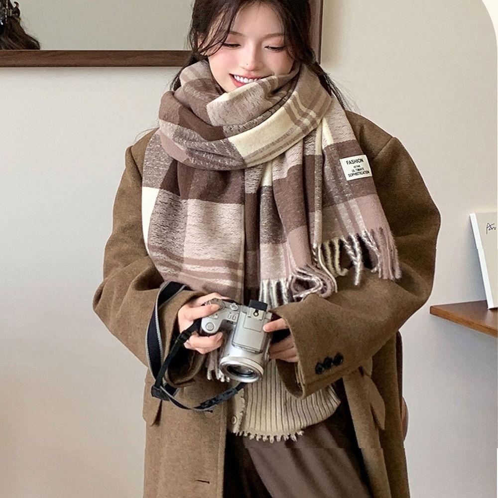 Thicken Winter Cashmere Scarf Windproof Men Scarf Soft Plaid Wool Scarf Female