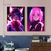 Neon Anime Cat Girl Posters Prints Canvas Painting Manga Neon Canvas Wall Art Pictures for Modern Home Girl Bedroom Game Decor